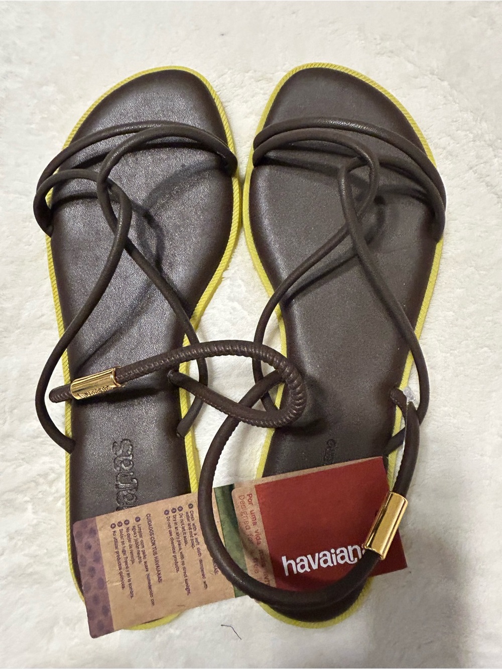 Havaianas Women's Brown Sandals with Yellow Edge